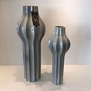 VASO 9 ATLAS EM CERAMICA CINZA G 57,5x22cm M 44x20cm