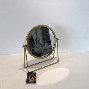 ESPELHO DE MESA EM METAL DOURADO 21X21X10CM