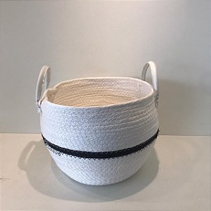 CESTO DE SEGRASS PRETO E BRANCO COM ALÇA MEDIO
