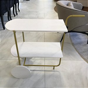 CARRINHO BAR PARVUES DOURADO E MADEIRA CLARA 81X82CM