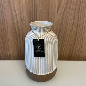 JARRA DECORATIVA DE CERAMICA BRANCA SEM  ALÇA 26X17CM