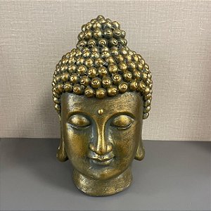 CABEÇA DE BUDA DOURADA DE RESINA PEQUENA 35X22CM