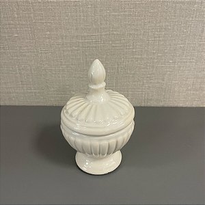 MINI POTE COM TAMPA BRANCO DE CERAMICA