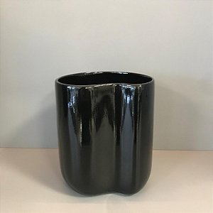 VASO VENEZA DE CERAMICA PRETO PEQUENO 17X14CM