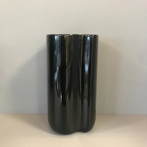 VASO VENEZA DE CERAMICA PRETO GRANDE 28X15CM