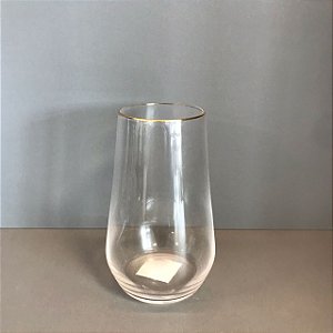 CONJUNTO COM 6 COPOS DE VIDRO COM A BORDA DOURADA 550ML