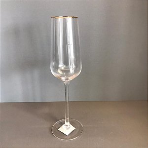 CONJUNTO COM 6 TAÇAS PARA CHAMPAGNE COM BORDA DOURADA 230ML