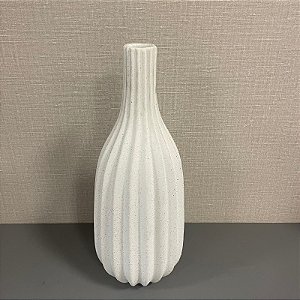 VASO GARRAFA EM CERAMICA BRANCO MÉDIO