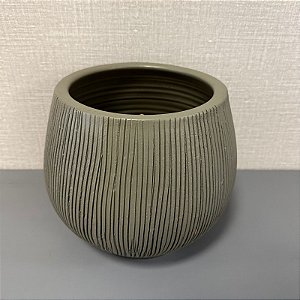 VASO CERAMICA CINZA REDONDO PEQUENO
