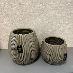 VASO CERAMICA CINZA REDONDO G 29x30cm E M 22x24cm