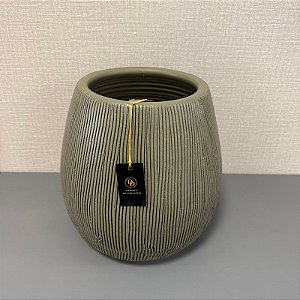 VASO CERAMICA CINZA REDONDO GRANDE