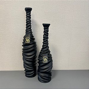 VASO GARRAFA ONDAS PRETO FOSCO G 75x17cm M 61x17cm