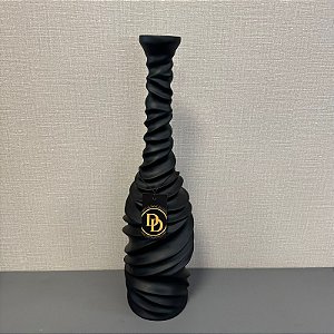 VASO GARRAFA ONDAS PRETO FOSCO P
