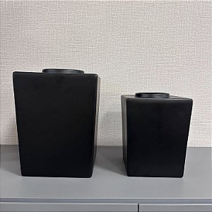 VASO TOKIO PRETO FOSCO DE CERÂMICA G 32x21cm M 22x17cm