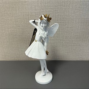 ESCULTURA DECORATIVA RESINA FADA BRANCO