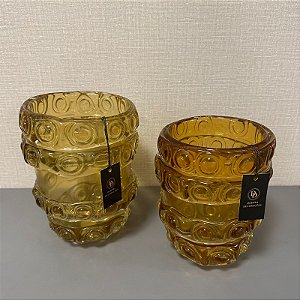VASO DECORATIVO VIDRO AMBAR G 26cm M 23cm
