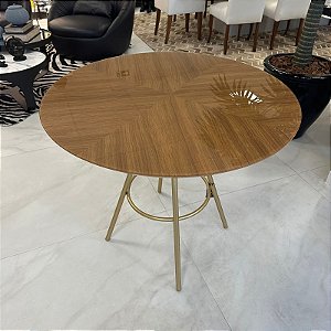 MESA DE JANTAR AUXILIAR RITA 4 LUGARES TAMPO DE MADEIRA COM VIDRO E PÉS EM METAL