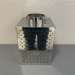 LANTERNA DECORATIVA EM INOX PRATA GRANDE