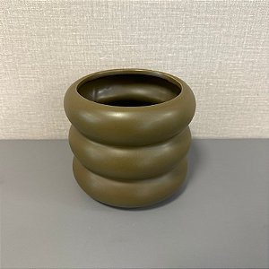 CACHEPOT DE CERAMICA VERDE MUSGO PEQUENO