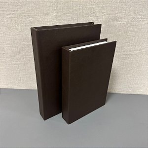 Caixa Livro Revestimento em Pu Marrom M e G