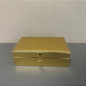 CAIXA EM MDF COM REVESTIMENTO DOURADO MEDIA