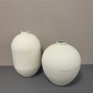 VASO EM METAL BRANCO G 38cm M 33cm