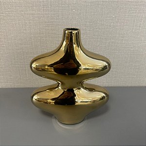 VASO GARRAFA DE CERAMICA DOURADO PEQUENO