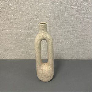 VASO GARRAFA EM CERAMICA BEGE MÉDIO