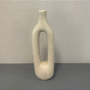 VASO GARRAFA EM CERAMICA BEGE GRANDE