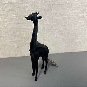 ESCULTURA GIRAFA EM RESINA PRETO PEQUENO