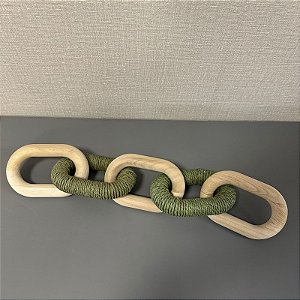 COLAR DE MADEIRA E SISAL VERDE MUSGO 50CM