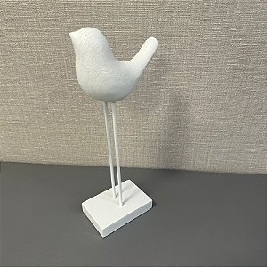 ESCULTURA PASSARO EM RESINA BRANCO P