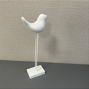 ESCULTURA PASSARO EM RESINA BRANCO G