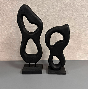 ESCULTURA ORGANICA EM MADEIRA EBANIZADA 51cm 38cm