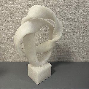 ESCULTURA ORGANICA EM RESINA BRANCA EFEITO PEDRA 30CM