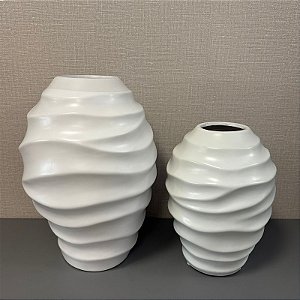 VASO DE CERAMICA BRANCO G 40cm M 30cm