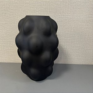 VASO EM VIDRO PRETO FOSCO G 33CM