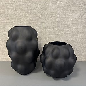 VASO EM VIDRO PRETO FOSCO G 32x21cm M 22x23cm
