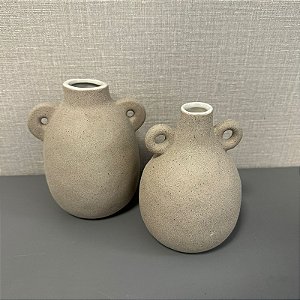 VASO EM CERAMICA CINZA MOD 1. 16x12cm MOD 2. 16x14cm
