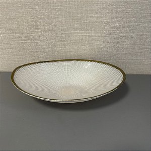BOWL DECORATIVA EM VIDRO COM DETALHES DOURADO