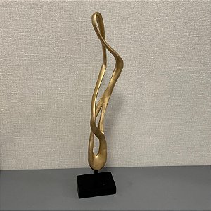 ESCULTURA ABSTRATA CURVE DOURADA 70CM