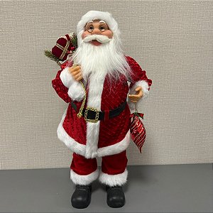 BONECO NATAL PAPAI NOEL CASACO C/ TEXTURA VERMELHO 60cm
