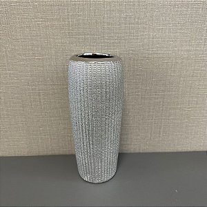 VASO DECORATIVO PRATA TEXTURAS LISTRAS