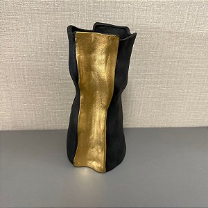 VASO CERAMICA PRETO DOURADO ORGANIC