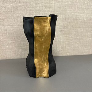 VASO CERAMICA PRETO E DOURADO ORGANIC