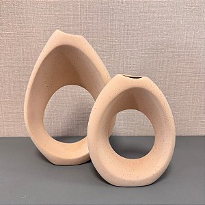 VASO GARRAFA ALIANÇA I BEGE COM TEXTURA 30CM
