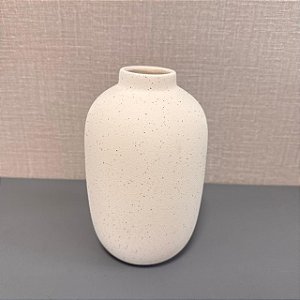 VASO I OFF WHITE BOJUDO COM TEXTURA PINTINHAS PRETAS 20CM