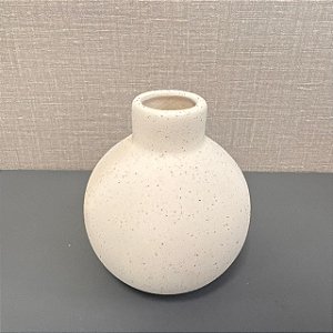 VASO II OFF WHITE BOJUDO COM TEXTURA PINTINHAS PRETAS 15CM