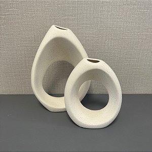 VASO ALIANÇA OFF WHITE EM CERAMICA G 29cm M 21cm