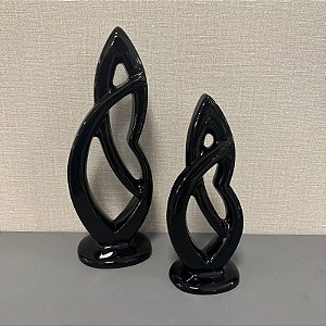 Escultura Kiss em Resina Preto G 39x15cm M 30x12cm